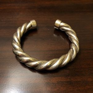 Vintage Thick Sterling Silver Rope Braided Cuff